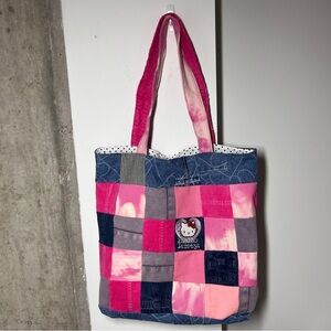 Handmade Reconstructed Denim Patchwork Carryall Tote